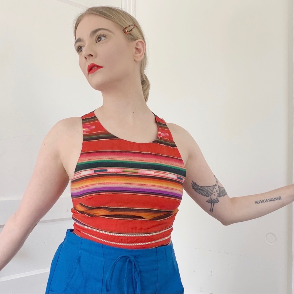 Atid Colorful Stripe Cropped Tank Top